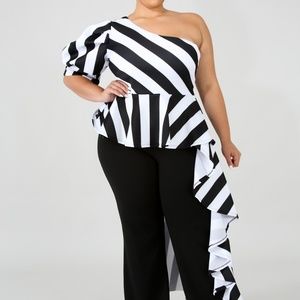 Flared Stripe Side Tail Top